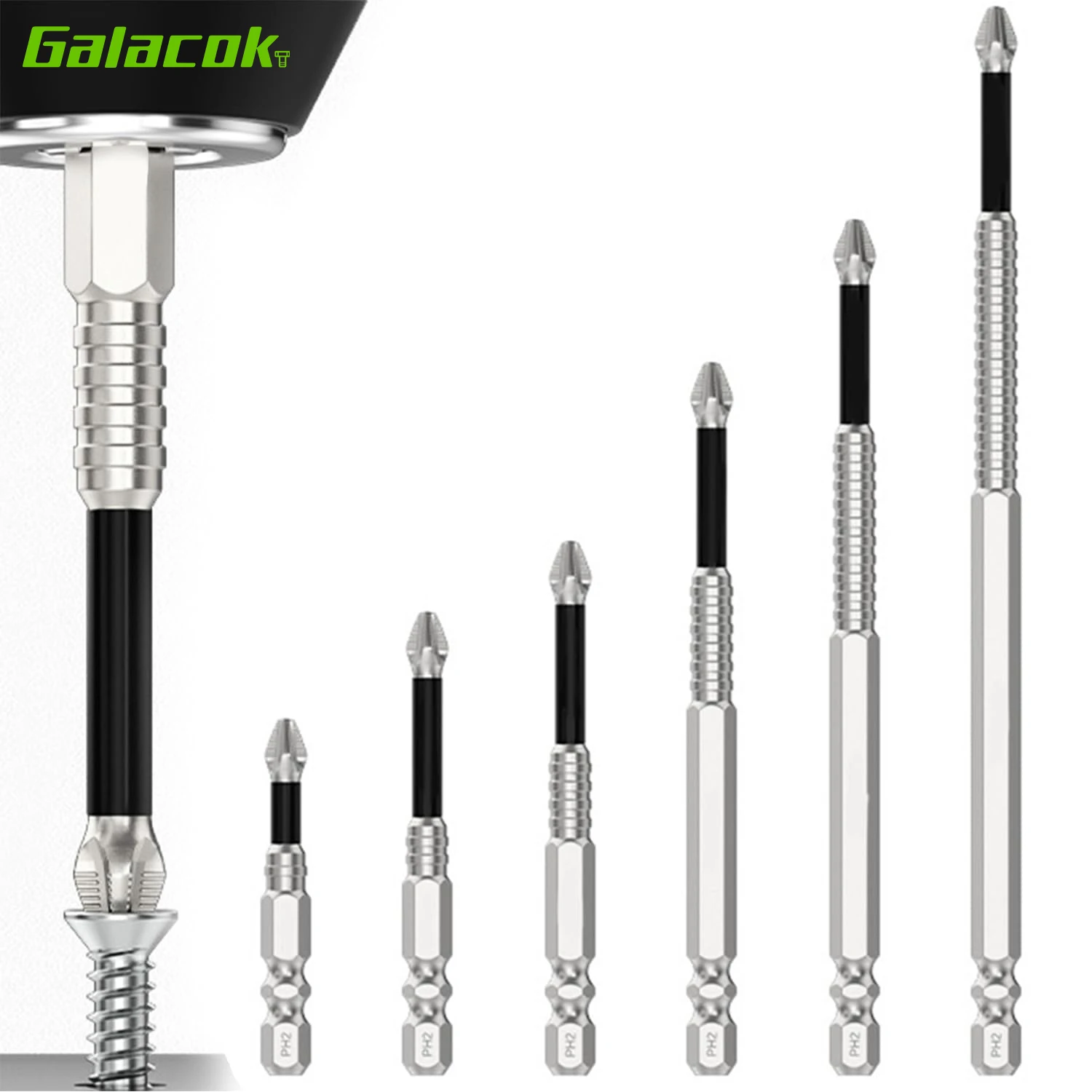 6PCS Magnetic Impact Driver Bits Heavy Duty Phillips S2 Non-Slip Shockproof Drill Bits for Dewalt/Milwaukee/Makita Power Tools