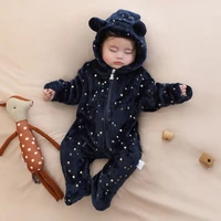 Newborn Baby Flannel Rompers Soft Warm Autumn Winter Bodysuit for Boys & Girls Cartoon Print Jumpsuit 0-19M Newborn Baby Clothes 2