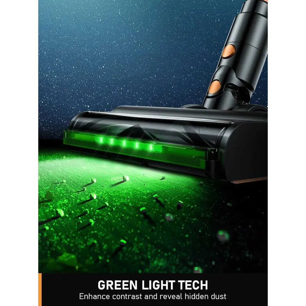 Aspiradora inalámbrica multifuncional, pantalla LED, 3 modos, batería de 45 minutos, liviana para el hogar, pelo de mascotas, alfombras (naranja)