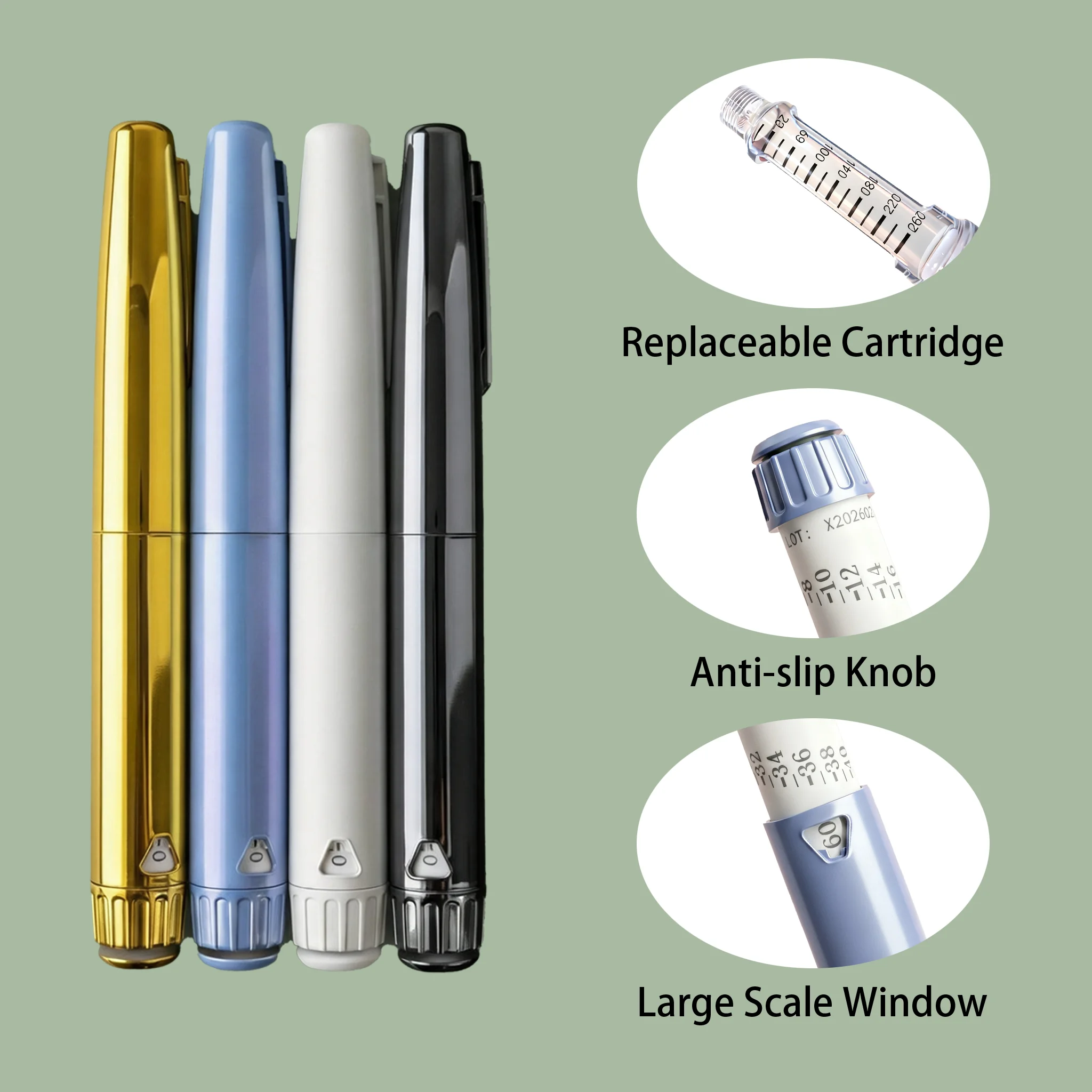 New Arrival V4 Auto Injector Pen Blue Glass Body Water-Resistant & Eco-Friendly 3ml Cartridge (0-60IU)
