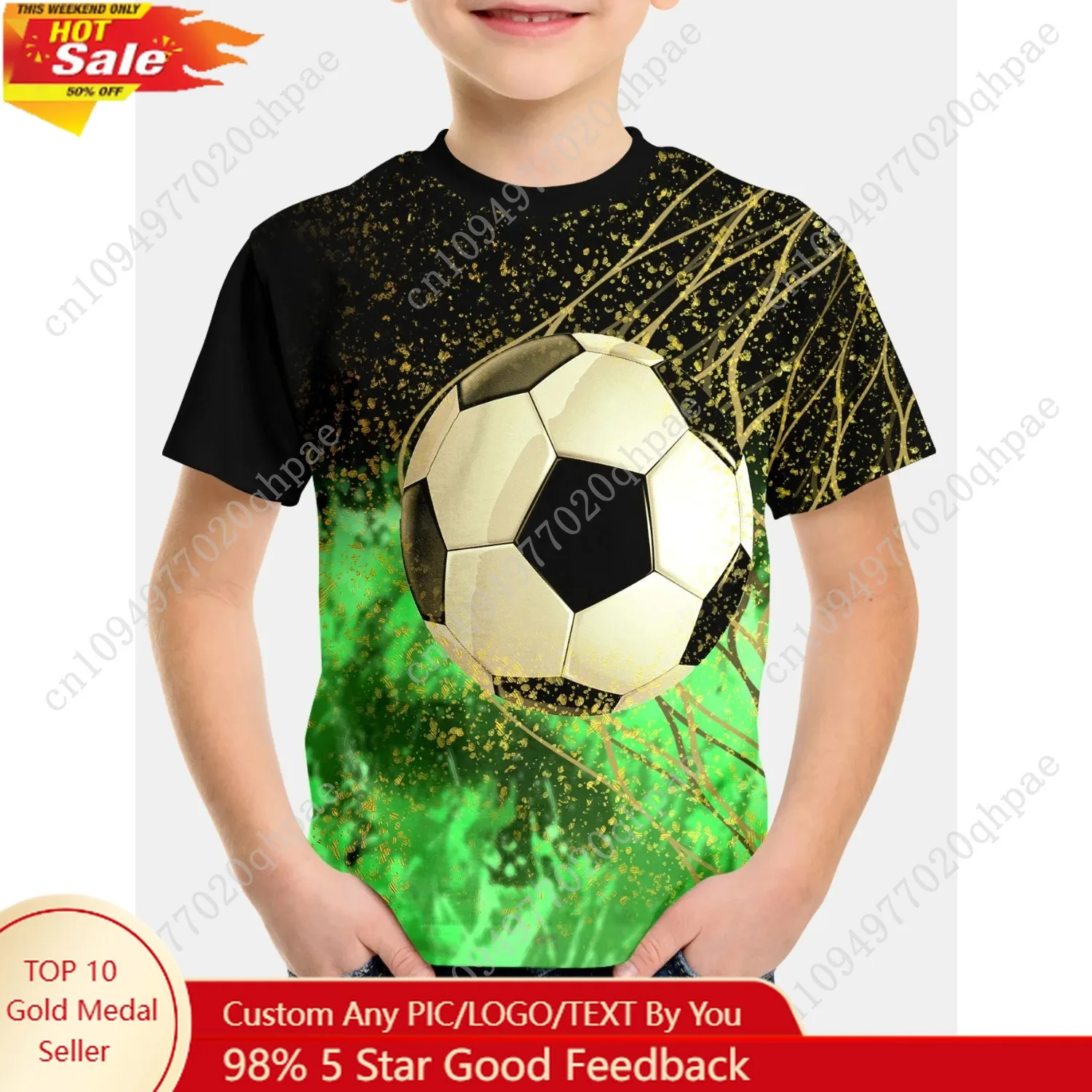 

Children's Clothing 2024 Cool Football T-Shirt 3d Printed Soccer Boy Girl Tees Casual T Shirt 2-8y Teen Kids Clothes Tops