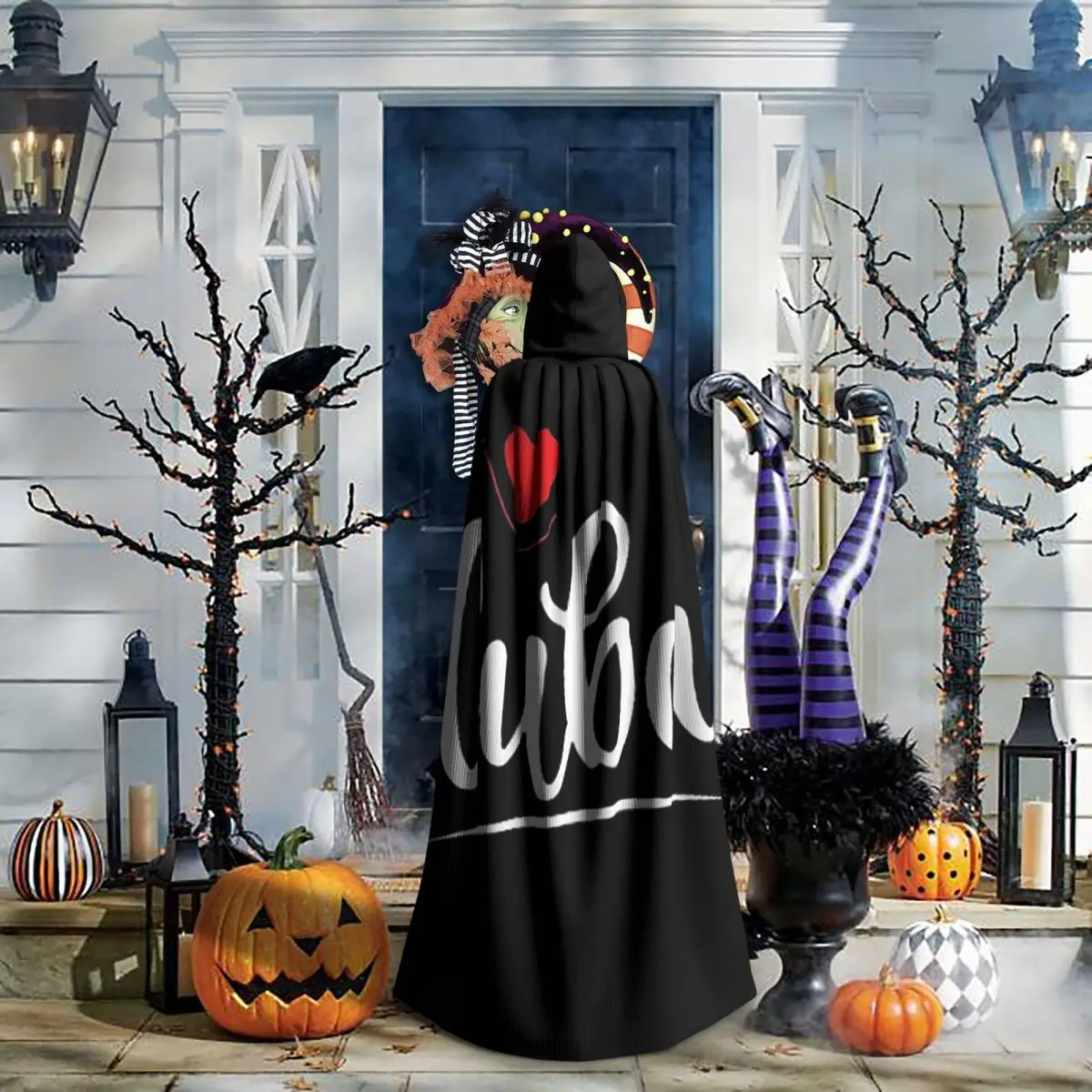 Capa Larga con Capucha de la Bandera Cubana, Orgullo Cubano, Disfraz Medieval de Bruja, Capa de Cosplay para Halloween, Unisex para Adultos