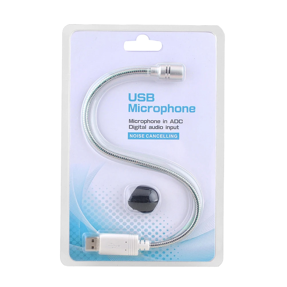 

USB Microphone Aluminum Silver Mini Live Streaming Notebook Gaming Home Chatting Mic Lightweight Portable Compact Design High