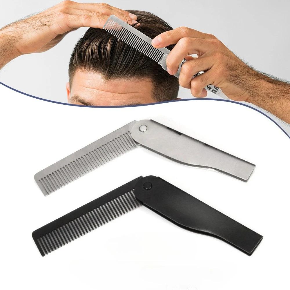 Foldable Combs Portable Travel Folding Head Hair Beard Stainless Comb Fashion Men Women Handmade Massage Hair Brush