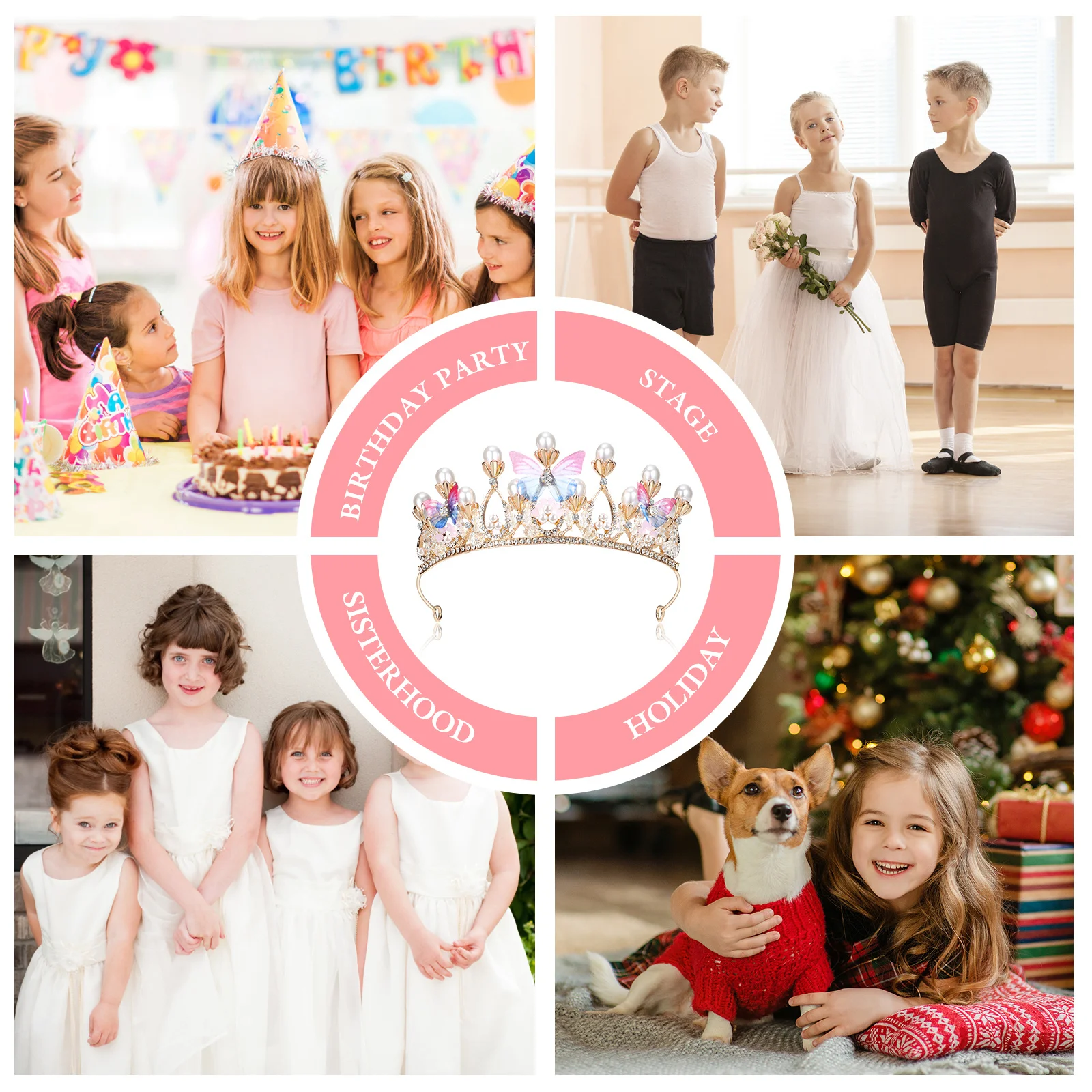 

Rhinestone Crystal Crown Headband Children Kids Birthday Festival Girl Hair Accessories Party Hairpieces Charming