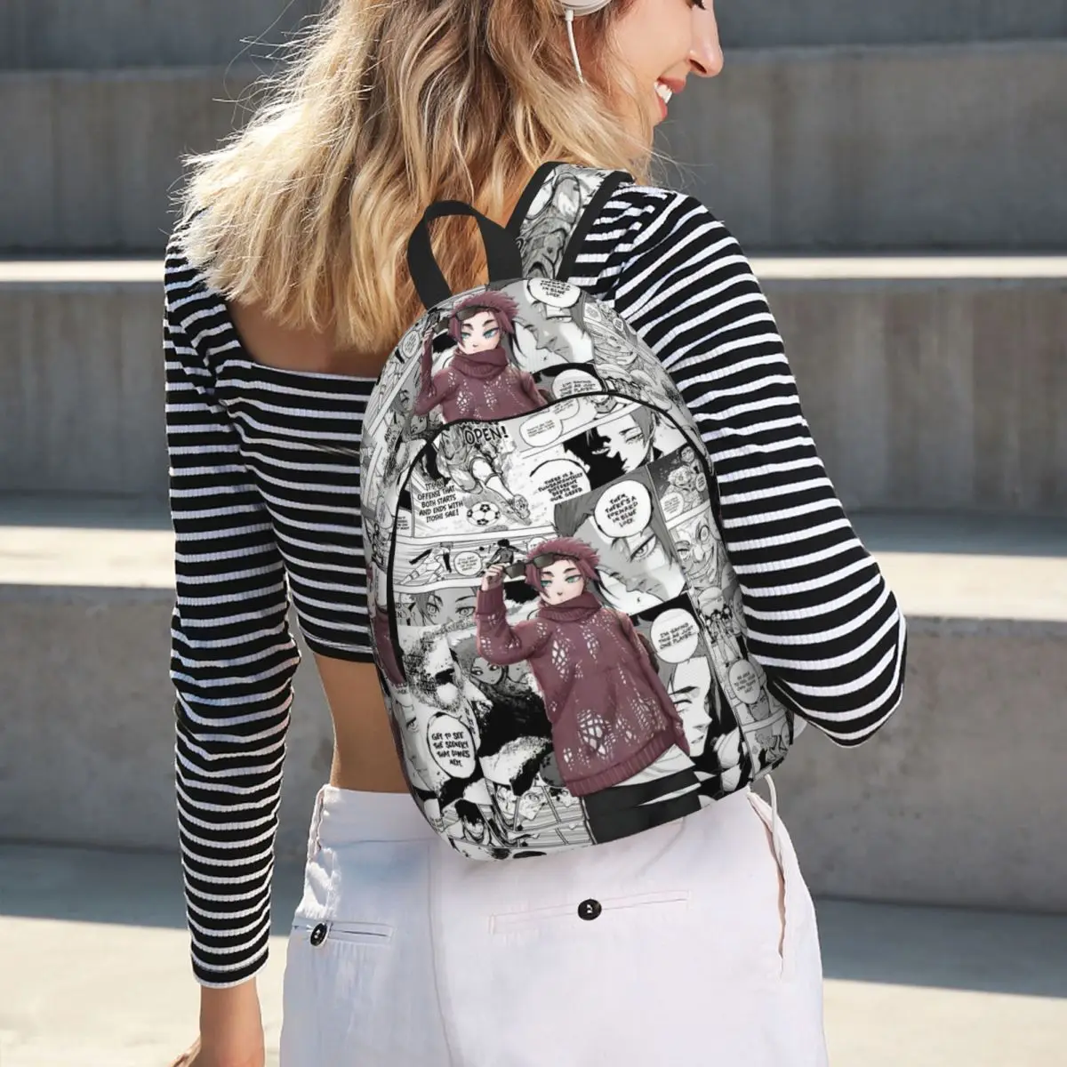 Itoshi Sae Blue Lock Cartoon Anime Student Backpack School Bag Hiking Travel Daypack for Men Women Bookbag Shoulder Bags