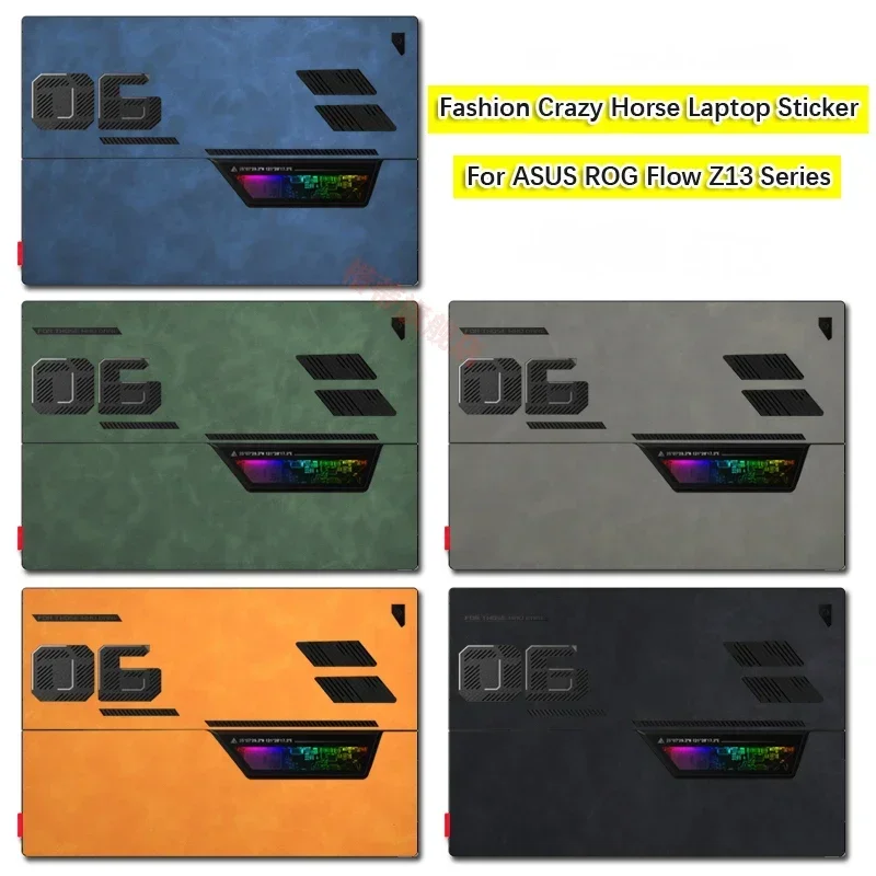 ملصق جلدي لجهاز ASUS ROG Flow Z13 GZ301 GZ301Z GZ301ZE 2022-2025 مقاس 13.4 بوصة (2 في 1) غطاء حماية للكمبيوتر المحمول وغطاء جلدي للشارات