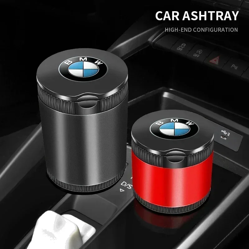 2025 Car For BMW Car Portable Ashtray LED Light Alloy Ash Tray Aluminum Cup For BMW 1 3 5 Series X1 X4 X5 X7 G20 G38 F20 F39 F48