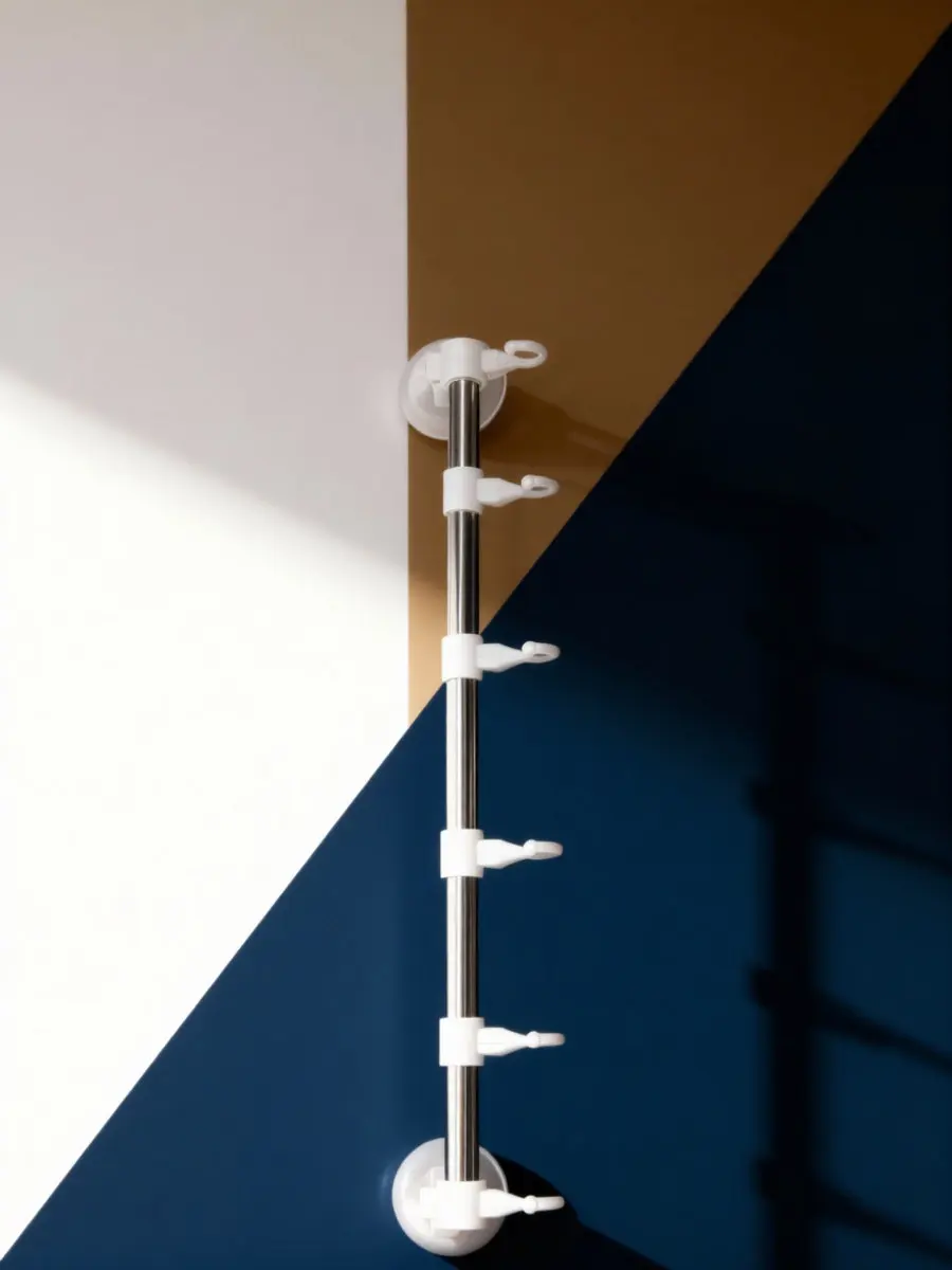 Suction Cup Towel Rack Stainless Steel Wall Mount Adjustable Towel Bar 6 Hooks Bathroom Kitchen Organizer Storage Holder Space