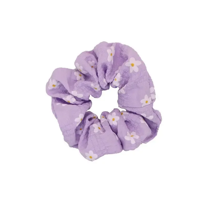 New Cute and Fresh Print Hair Loop Hair Ring Fashion Small Flowers Fabric Fold Elastic Bands Scrunchies Hair Accessories