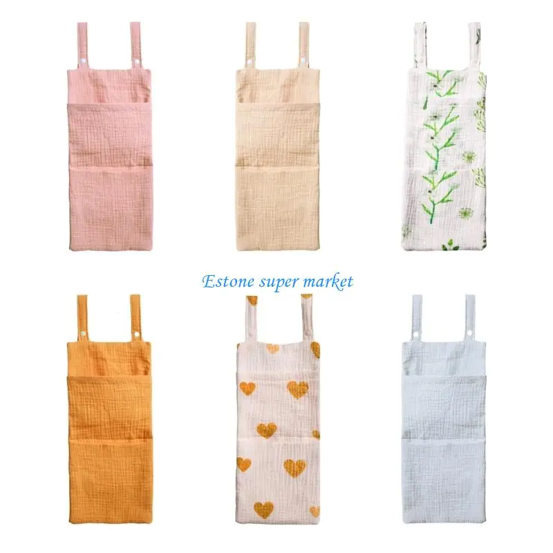 

090B Baby Cotton Bedside Hanging Bag Case Double Layer Fabric Toy Diaper Storage