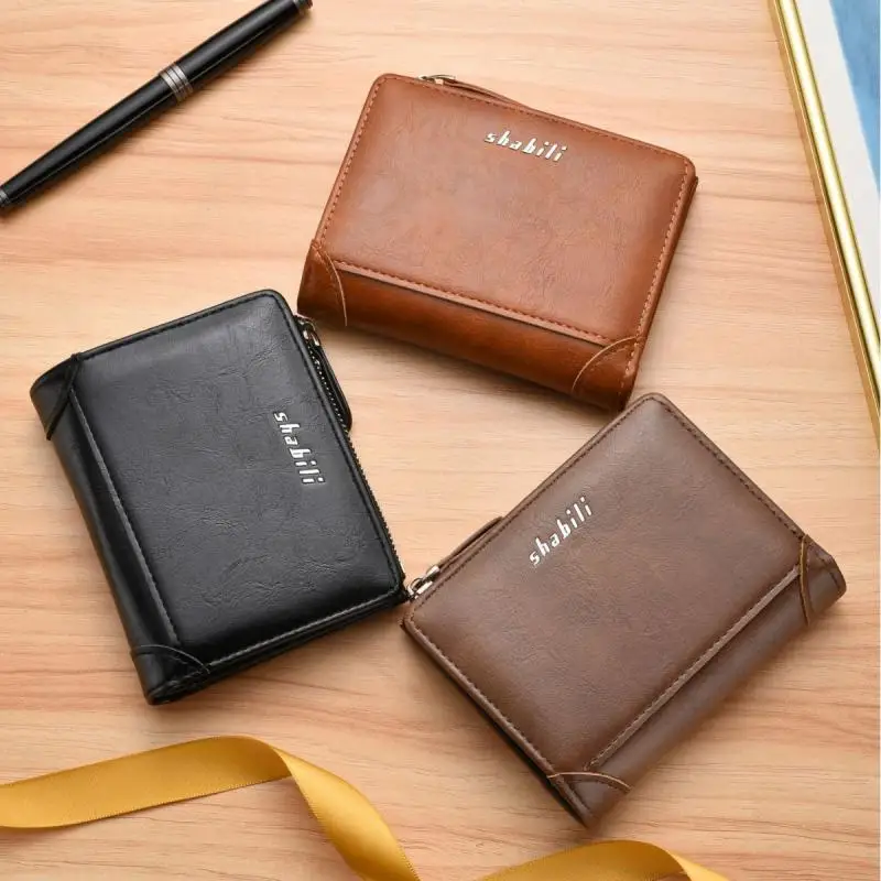 

Korean men's high-end wallet short trendy brand zipper wallet driver's license card bag vertical student fashion youth wallet