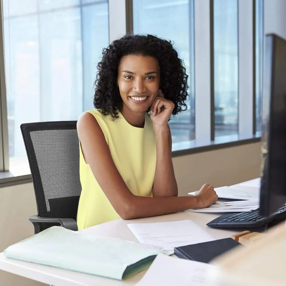 كرسي مكتب مع دعم قطني - كرسي مكتب شبكي دوار قابل للتعديل لغرفة الاجتماعات والمنزل والاستخدام التنفيذي