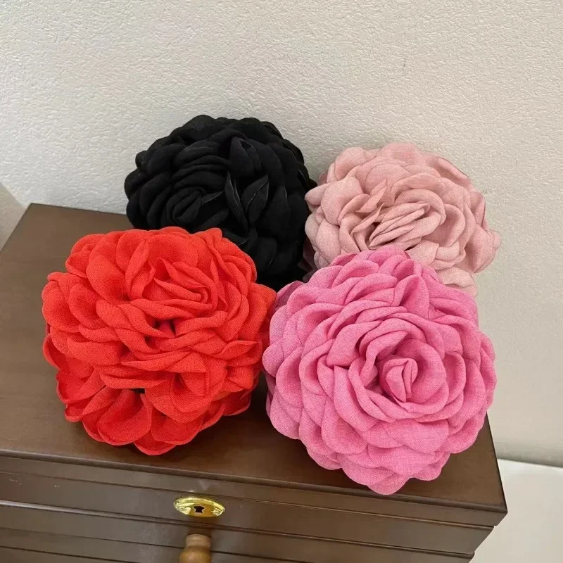 Fashion Large Rose Flower Hair Claw Clips Women Girls Sweet Ponytail Holder Crab Clamps Barrettes Hairpins Hair Accessories