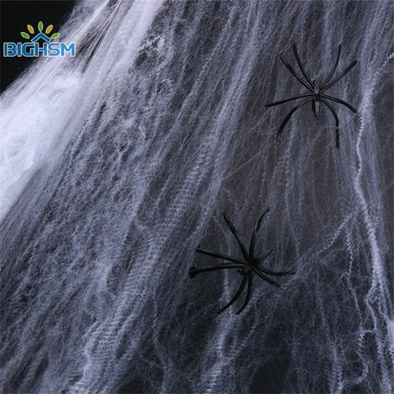 ตกแต่งฮาโลวีนประดิษฐ์ Spider Web ยืด Cobweb น่ากลัวปาร์ตี้ตกแต่งฮาโลวีนสําหรับบาร์บ้านผีสิงฉาก Props