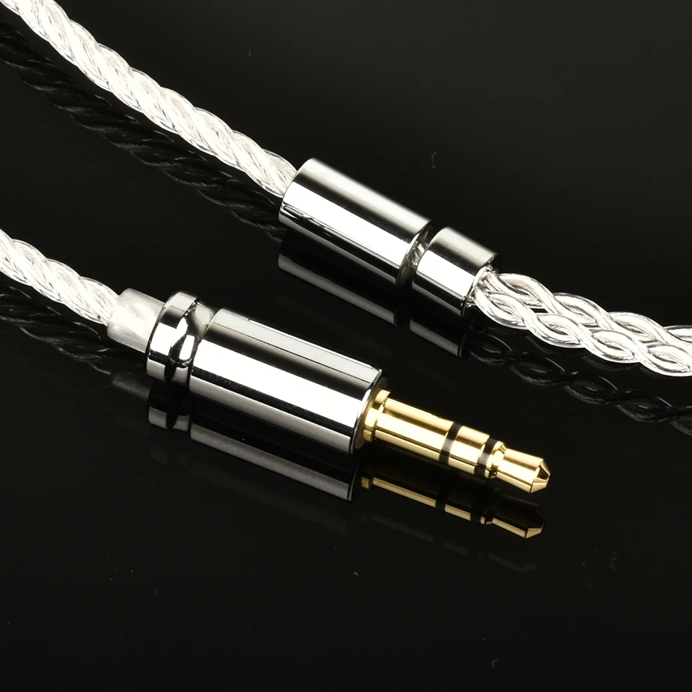 Tiandian-Cabo de fone de ouvido prateado para TFZ TD19, 4 vertentes