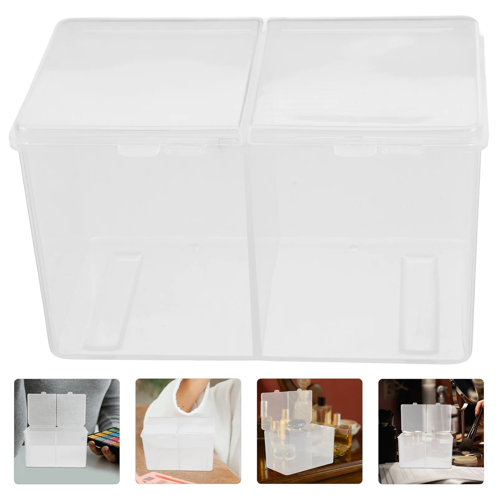 2pcs Makeup Cotton Storage Case Cosmetics Cotton Swab Storage Box Makeup Cotton Box for Women (White)