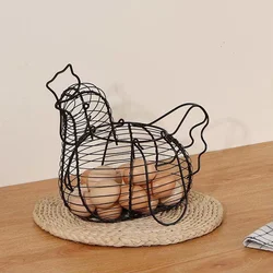 Iron Art Eggs Storage Basket Chicken Shaped Egg Holder Household Vegetables Fruit Container Organizer Rack Basket