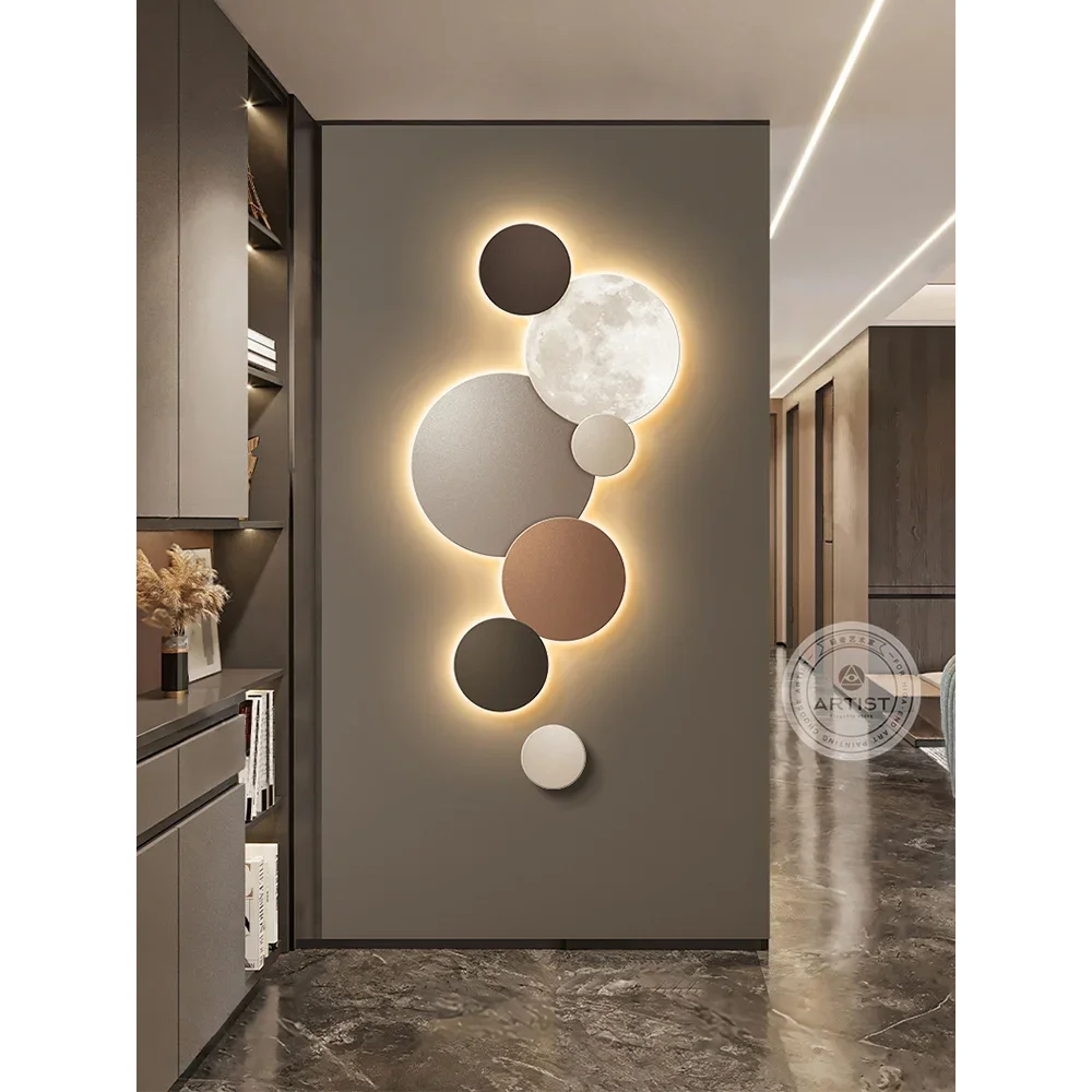 pintura moderna de decoracao varanda luz luminosa led corredor e corredor pendurado pintura lampada de parede lua alto grau 01