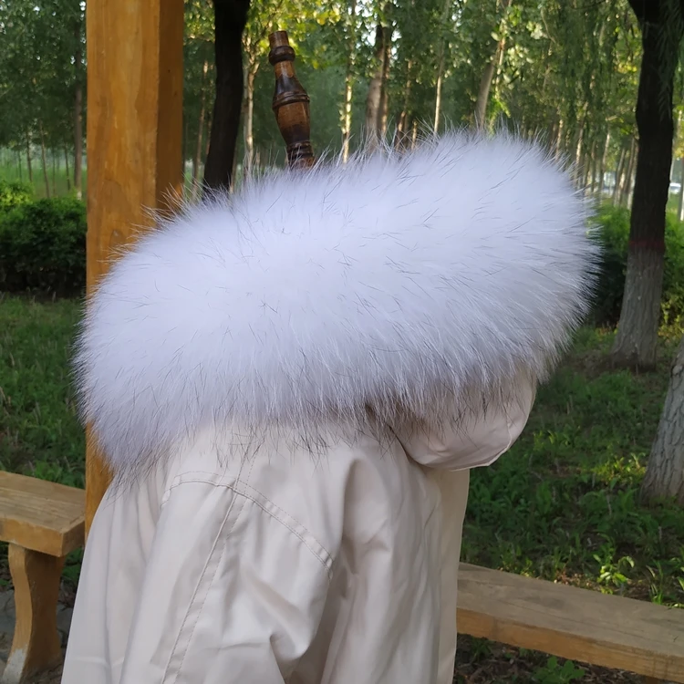 Winter New Raccoon Fur Collar For Women Coat Hood Decor Shawl Natural Fox Fur Scraves Detachable Опушка На Капюшон