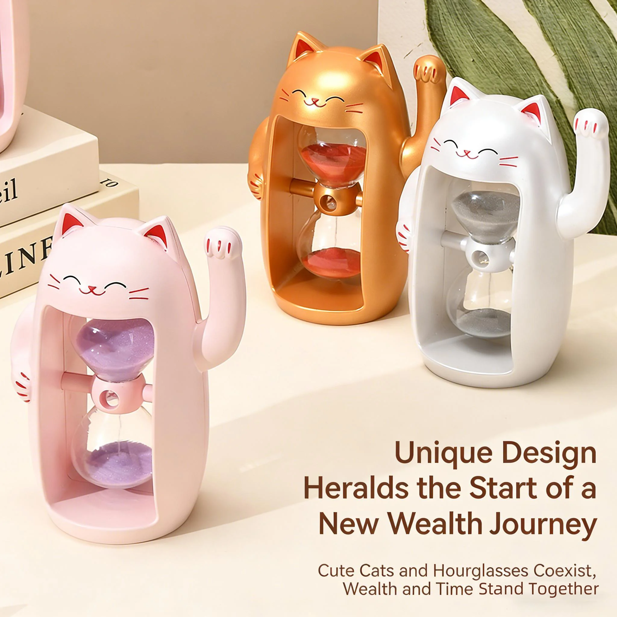 1Pcs 3/15/30 Minutes Fortune Cat Sand Timer Hourglass Timer Colorful Sandglass Sand Clock Timer Party Decoration Home Decor Gift