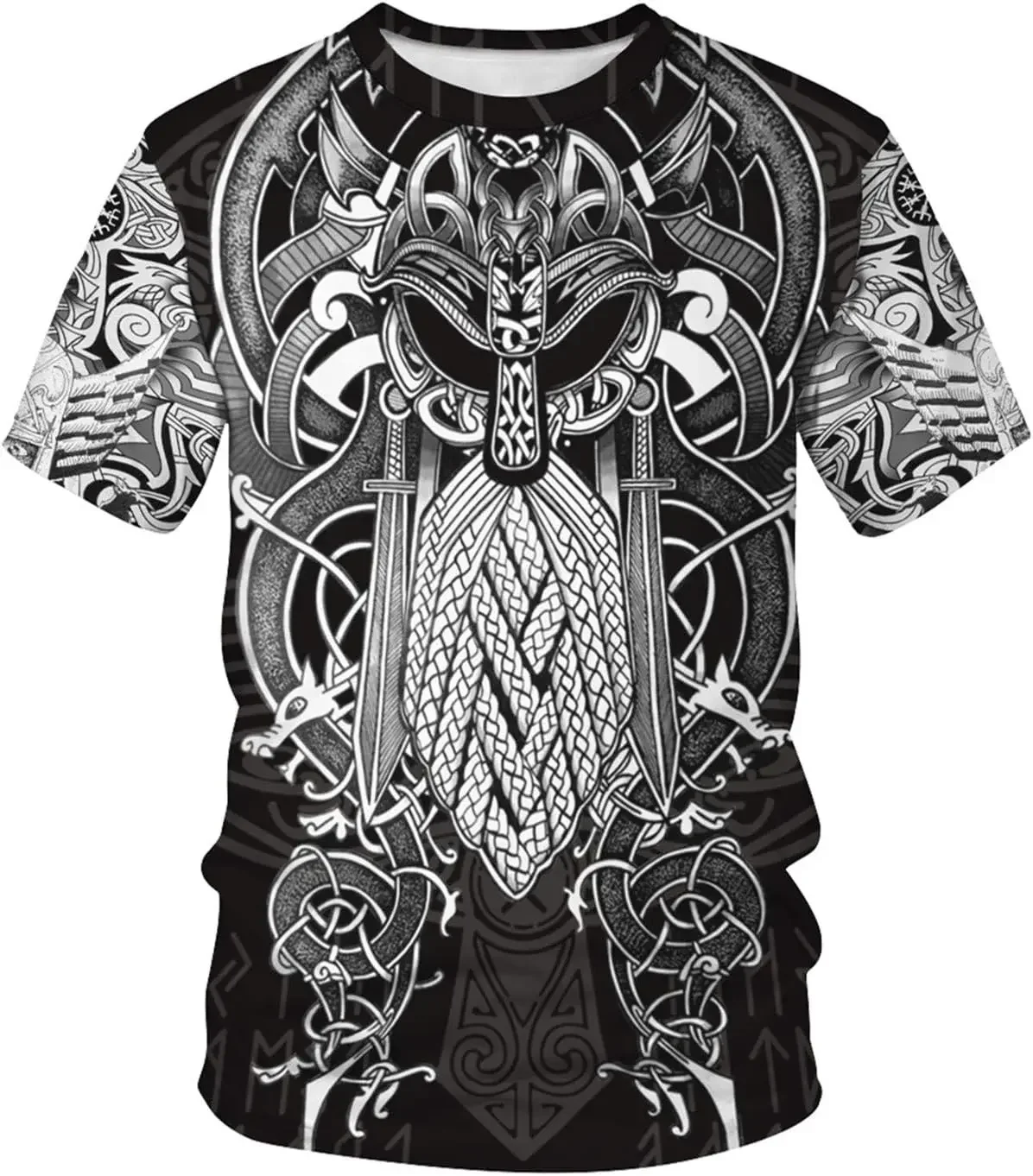Neues Wikinger-Muster 3D-Druck Sport Schnelltrocknend Atmungsaktiv Herren Casual Plus-Size T-Shirt Outdoor Street Fashion Harajuku Y2K Sommer-Oberteil – Detail 4
