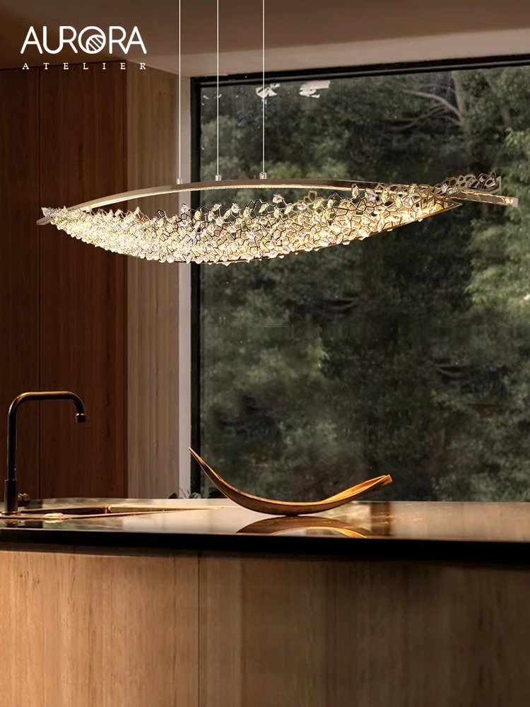 Italian Luxury LED Crystal Chandelier for Dining Room Kitchen Island Hotel Bar Restaurant Modern Art Home Decor Light Fixture