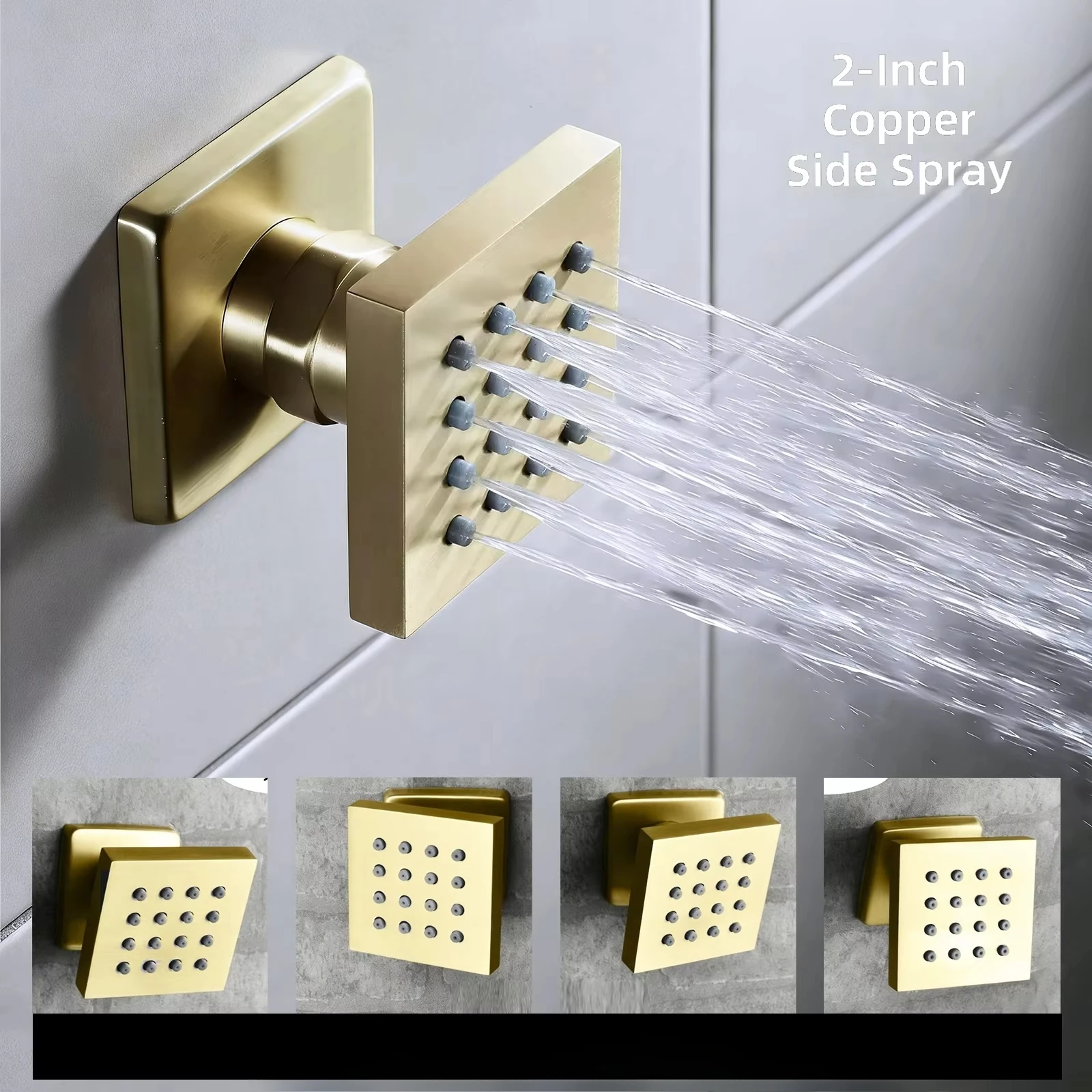 Concealed LED Rainfall Thermostatic Shower Set Ceramic Valve Jet Massage Wall-Mounted Stainless Steel Hand Shower Mixer Faucet