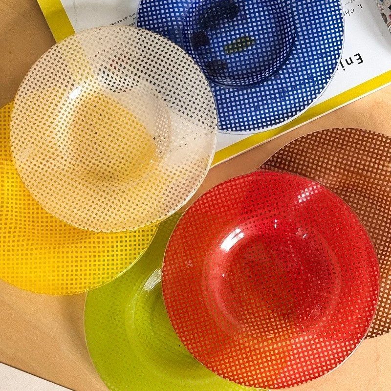 

Креативная цветная стеклянная тарелка, маленькая плоская тарелка с фруктами для домашнего ужина, тарелка для закусок, десертная композиция