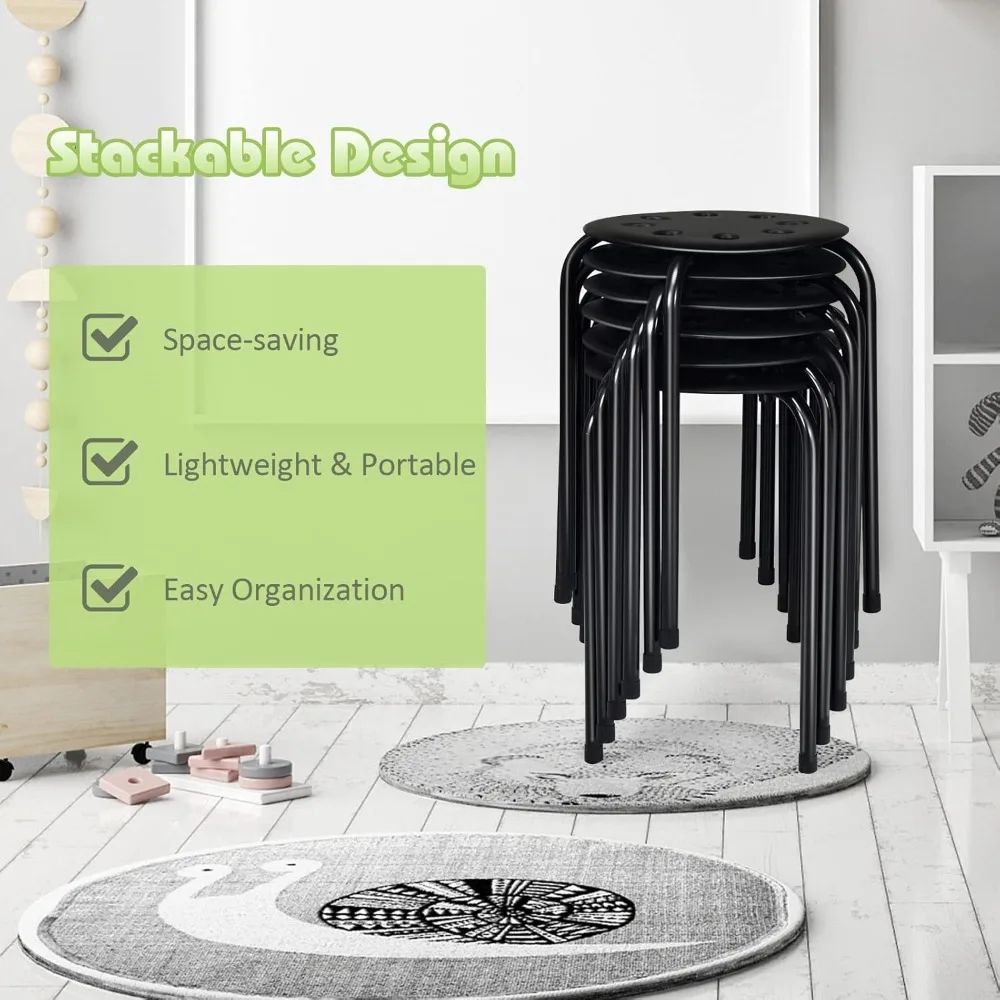 6 Pack Stackable Stool, Stool Set wBackless Round Flexible Seating for Children's Table, Children's Stools