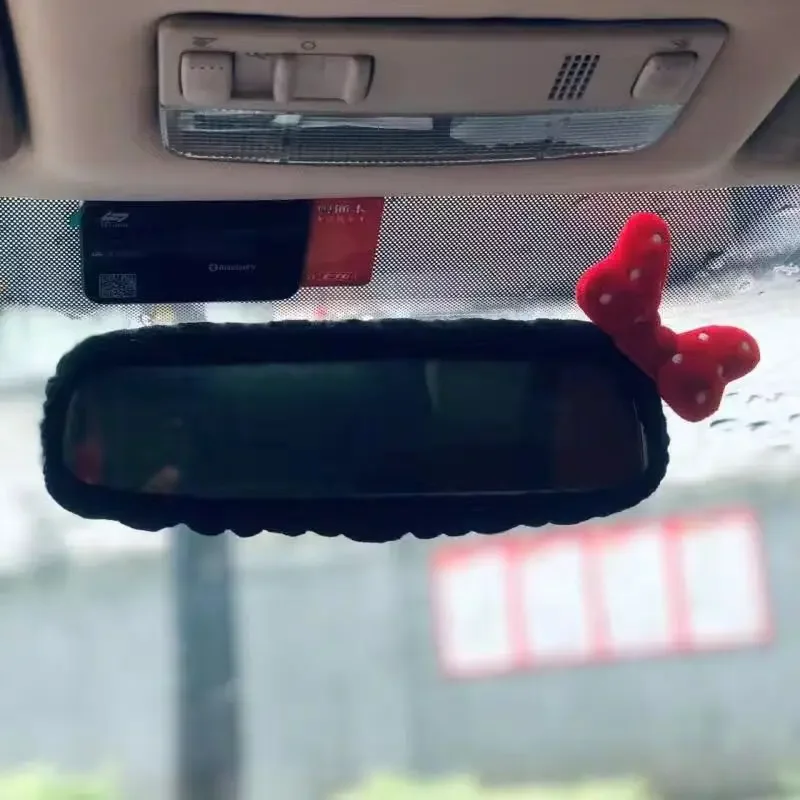 Cute Bowknot Car Headrest Neck Pillow Universal Plush Seat Belt Shoulder Pad Car Accessories Interior For Women view 4