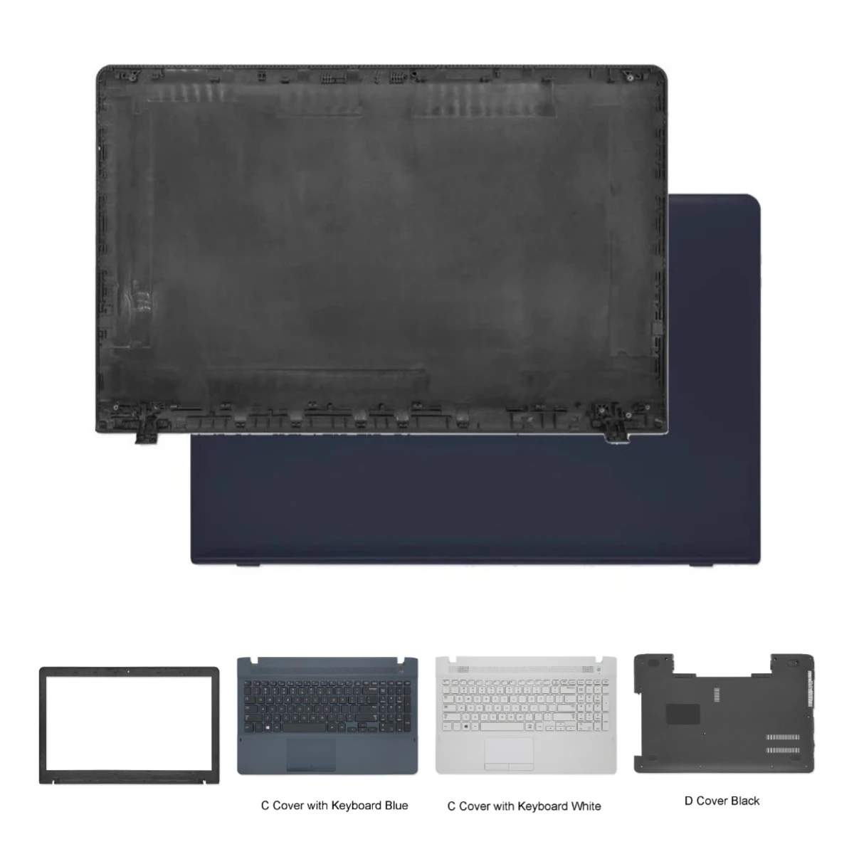 Para laptops NP270E5G, NP270E5E, NP270E5J, NP275E5J, NP275E5V: Tampa traseira, tampa superior, moldura frontal, apoio para as mãos, carcaça inferior, carcaça superior.
