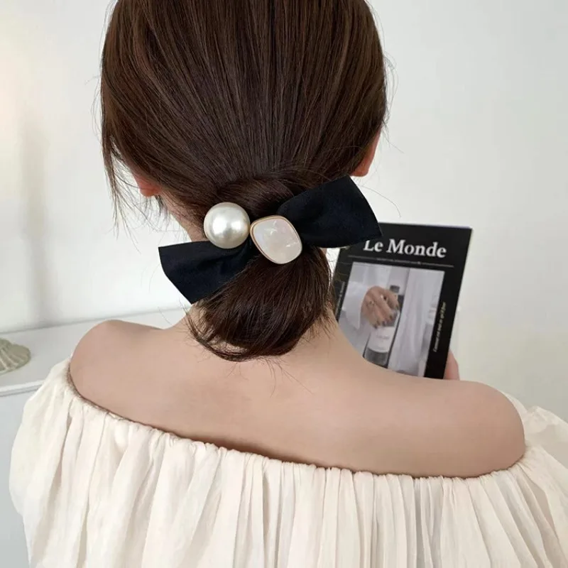 

Korean Simple Pearl Hair Scrunchie Women Girls Elastic Hair Rubber Bands Accessories Tie Hair Rope Holder Ornaments Headdress