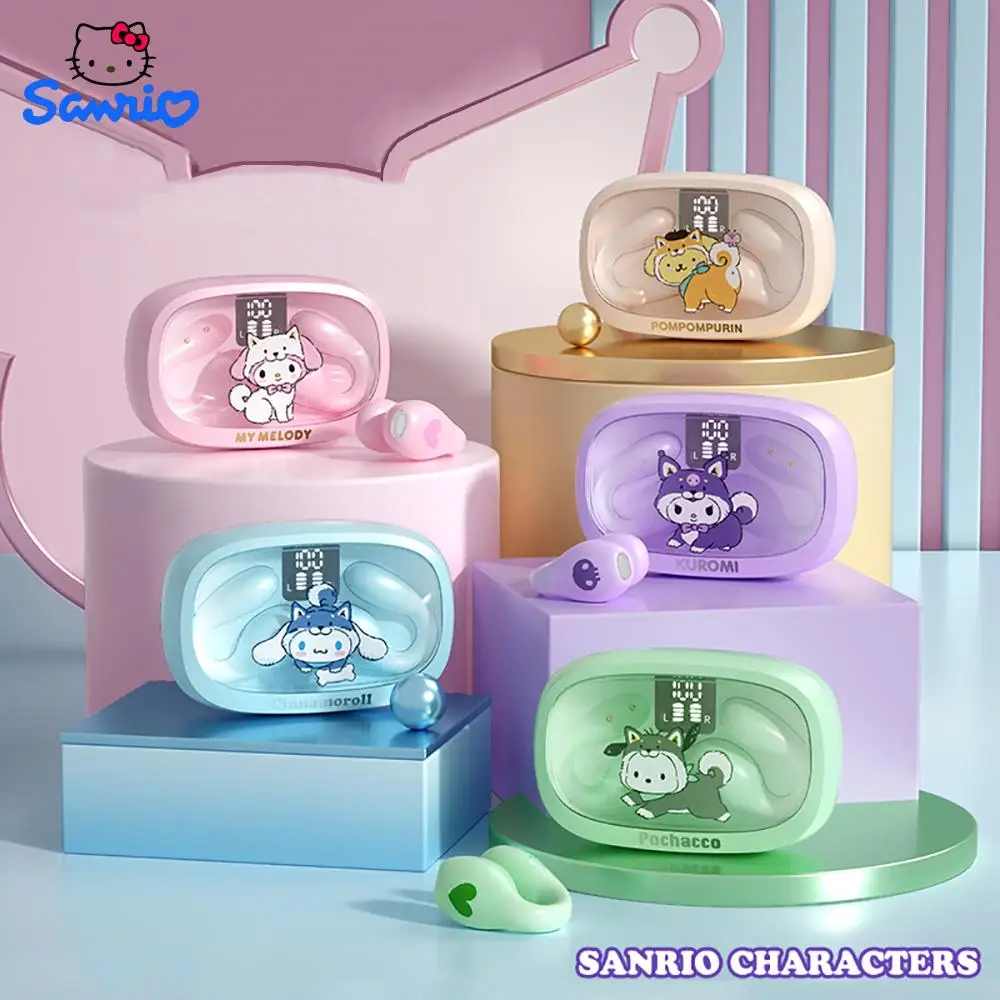 

Sanrio Kawaii Wireless Bluetooth Earphones Sport Ear Clip Wireless Headsets Sport Noise Reduction Touch Control Games Headphones