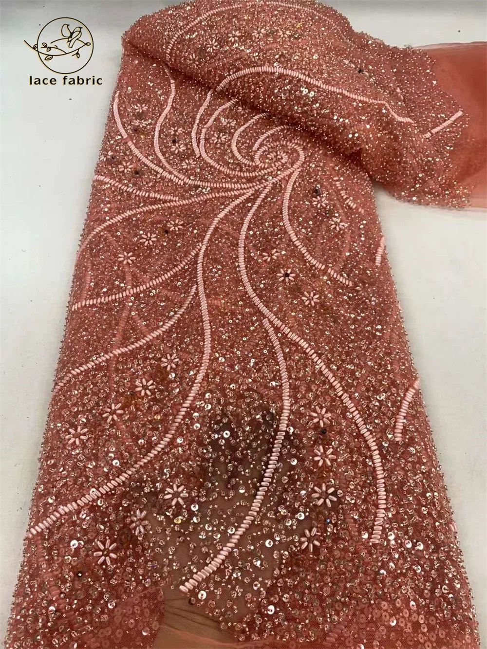 High -End French Mesh Beaded Lace Fabric 2024 High Quality African Sequins Groom Lace Fabrics For Nigerian Wedding Party Dress