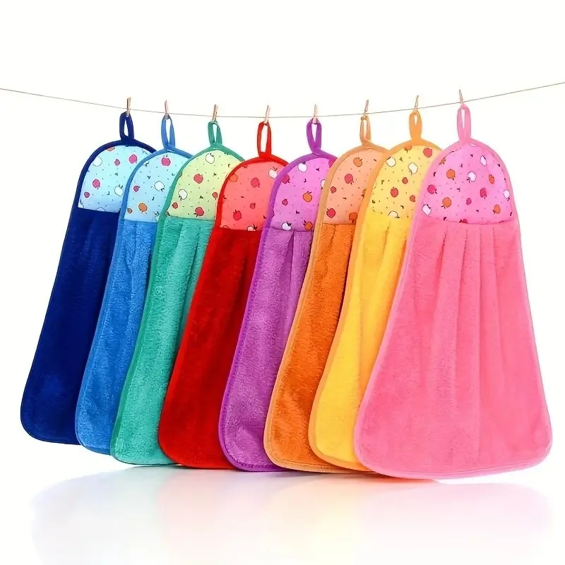1 pcs  Towel for Kitchen Bathroom Candy Color Dishcloths Handkerchief and Hanging Hand Towels,Hand Drying Towels with Loop
