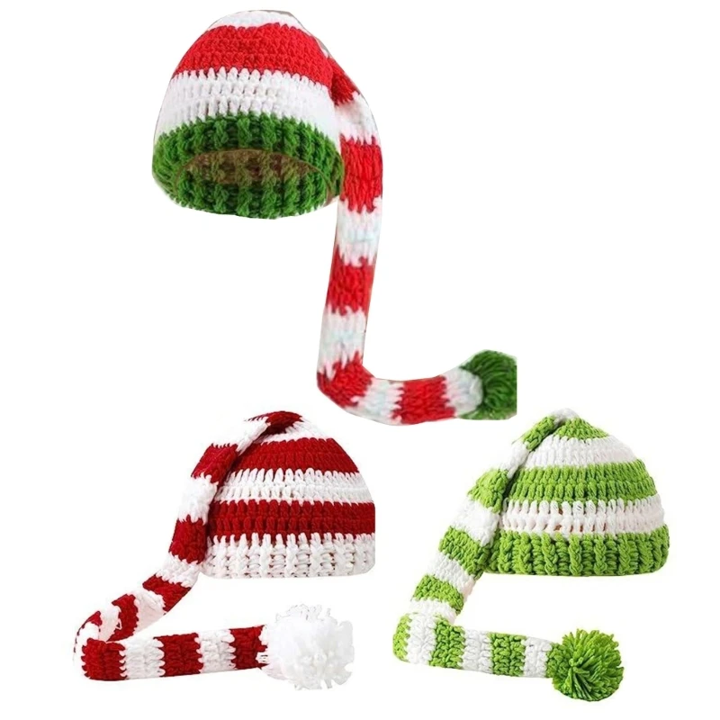 Christmas Baby Photography Hat Knit Beanie Autumn Winter Hairball Hat Soft Warm Bonnet for Festive Photoshoots