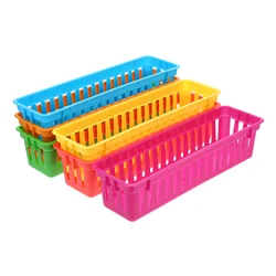 6 Pcs Basket Plastic Desk Pencil Holder Stationery Colorful Classroom Supplies Storage for Kids Baskets Tray Trays Holders