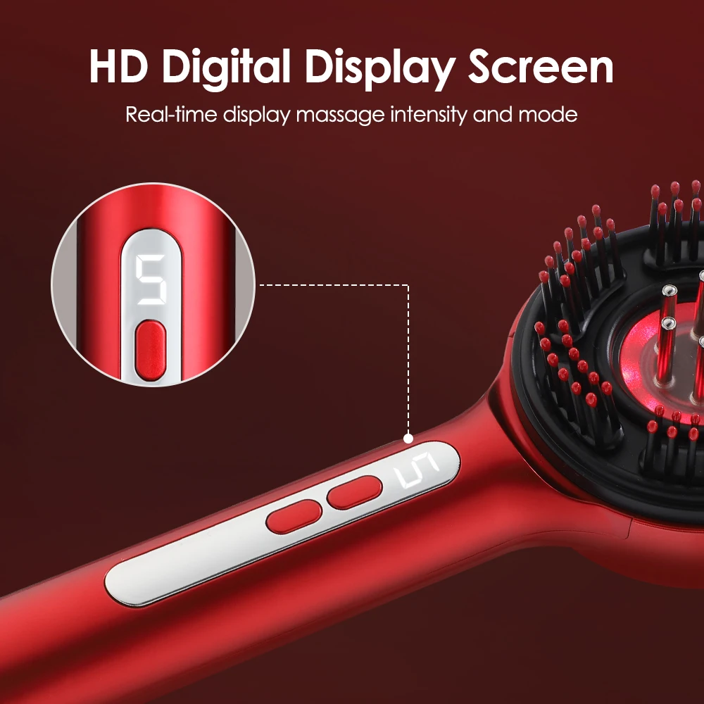 Sisir Pijat Kulit Kepala Elektrik Getaran Pertumbuhan Rambut Kembali Folikel Rambut Aplikator Cairan Minyak Esensial Perawatan Rambut Anti Rontok