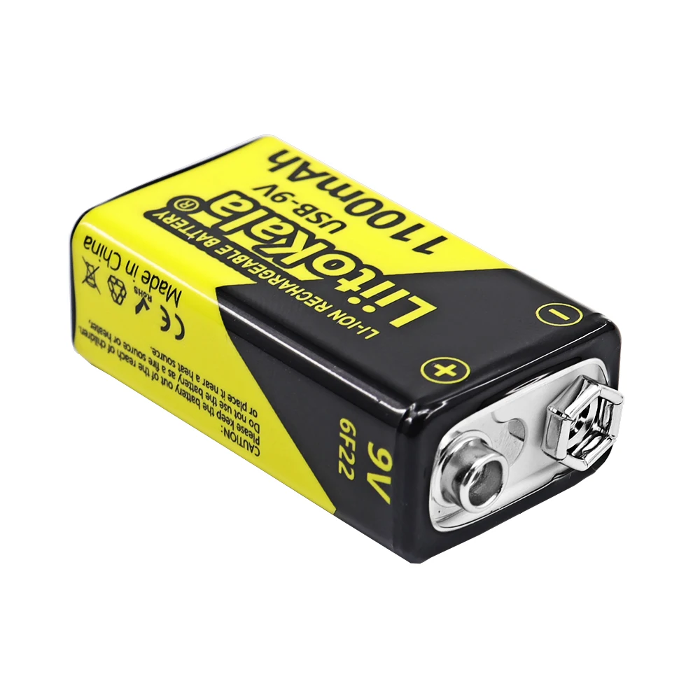 1-20PCS LiitoKala USB-9V 1100mAh li-ion Rechargeable Battery Type-C USB 6F22 9V Battery for RC Helicopter Model Microphone Toy