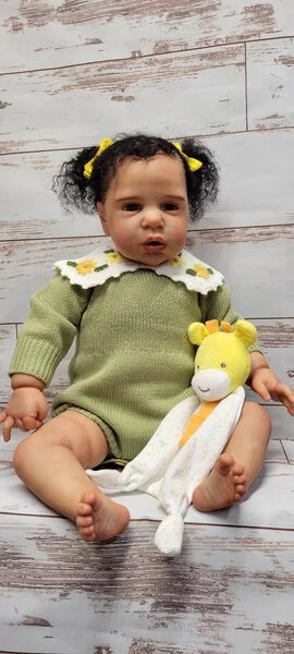 FBBD Customized Limited Supply 25inch Reborn Baby Doll Margot With Hand-Rooted Hair With Different Dress Dark Skin