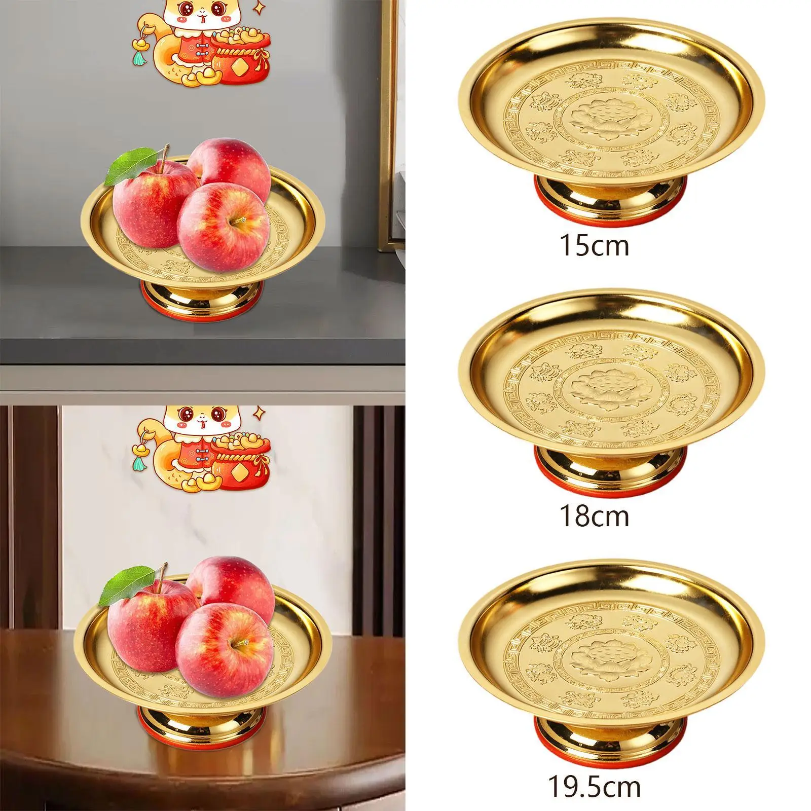 Footed Fruit Bowl Decorative Tray Worship Ornaments Buddha Offering Tray Offering Bowl for Worship Buddha Placing Fruit Temples