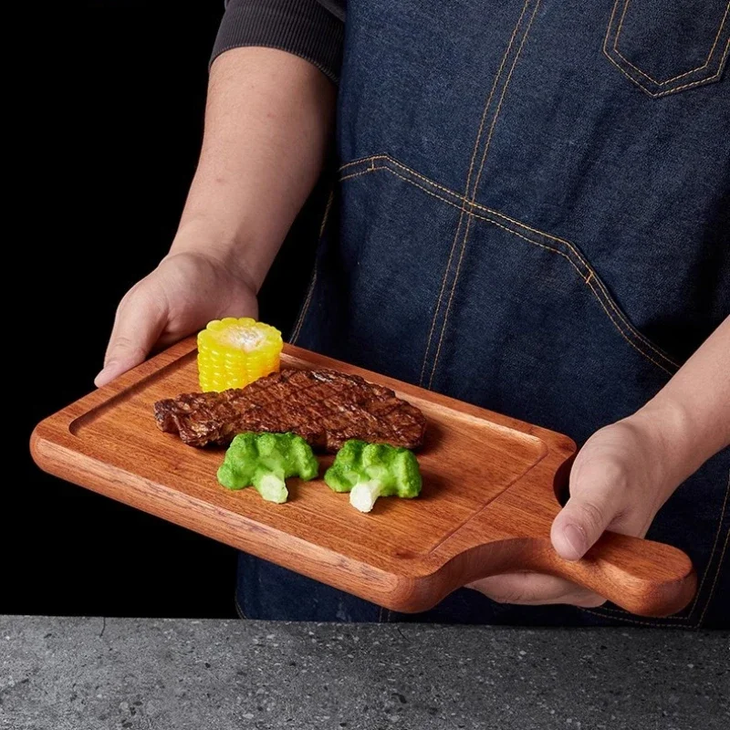 Ebony wood cutting board, walnut wood, steak plate, wooden dinner plate, pizza tray, party special bread restaurant supplies