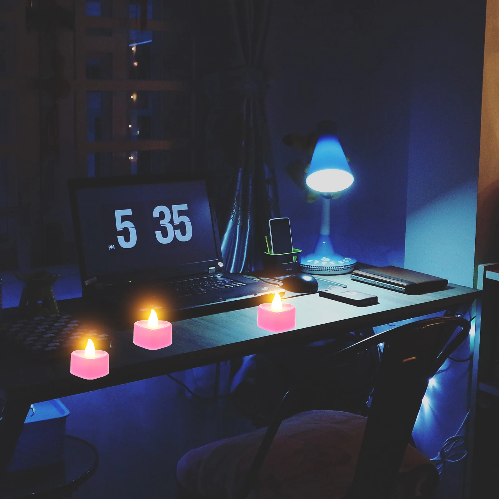 

24 Pcs Heart Shaped LED C Lamp Romantic Electric Light Decorative Pink Desktop nament Powered Safe Use Compact Size