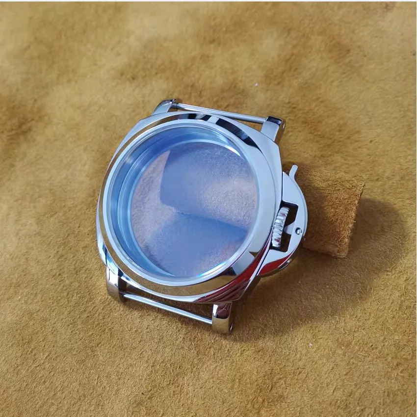 44mm 316L Stainless Steel Mineral Glass Or Sapphire Crystal Fit for ETA 6497/6498 ST3600 ST321 Movement steel color Case parts