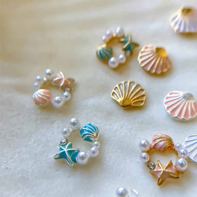 [L&P]Alloy Pearl Shell Nail Art Supplies Irregular Color Seashell 3d Nail Flakes Seashell Slices Decoration Diy Nail Accessories