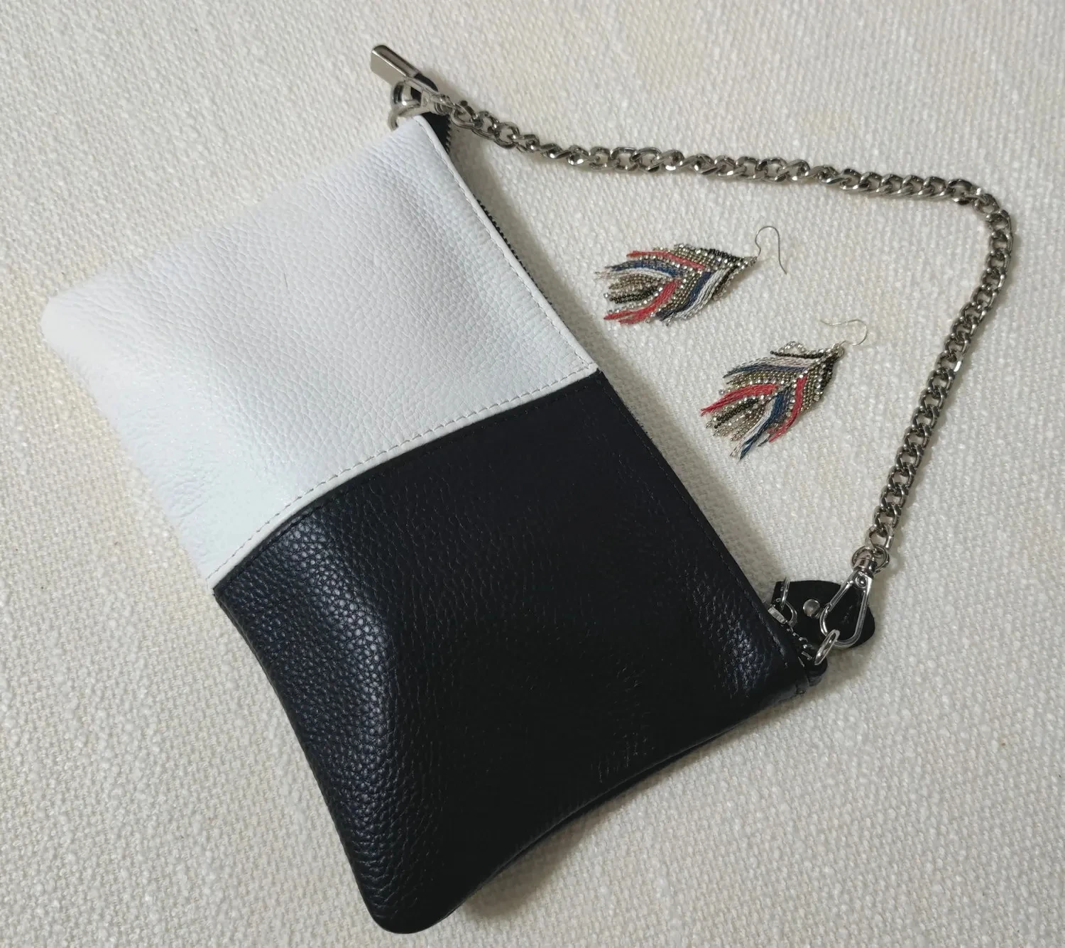 Customize Black White Cluth Purse 4 in 1 Wristlet Checker Shoulder Crossbody Bagutte Bag Genuine Cowhide Leather Vintage