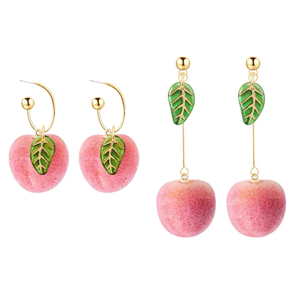 Peach Shaped Earrings for Women – Fruit Inspired Vintage Dangler Earrings, Chic Retro Watermelon Theme Jewelry