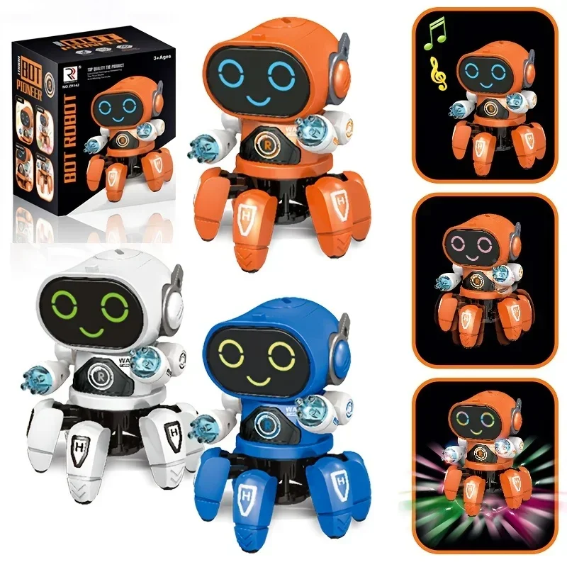 Niedlicher musikalischer Tanzroboter mit 6 Klauen und LED-Licht: Ein pädagogisches und interaktives Spielzeug für Kinder – perfektes Geschenk für Jungen!