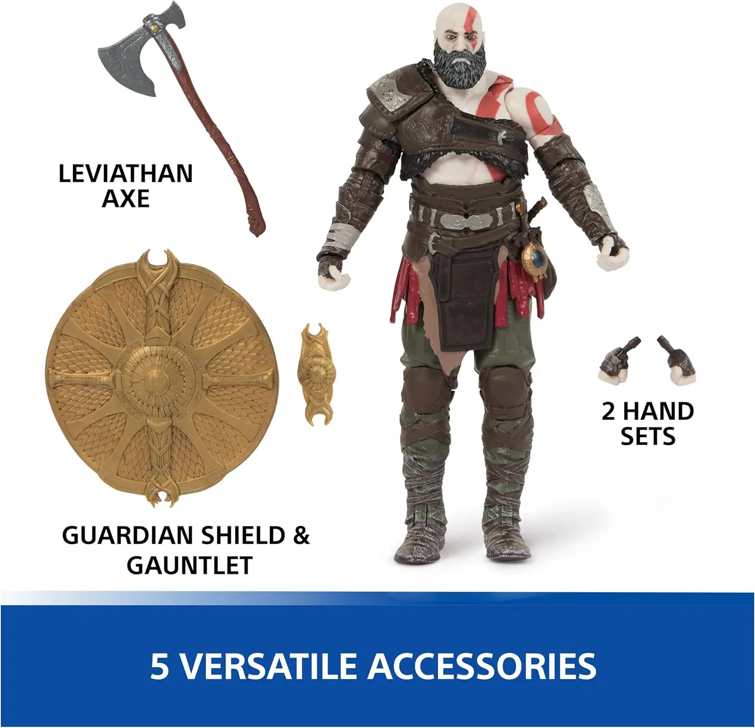 PlayStation God of War Ragnarök, 6” Kratos Action Figure with 5 Accessories, The Shapes Collection, for PS5 Fans & Collectors